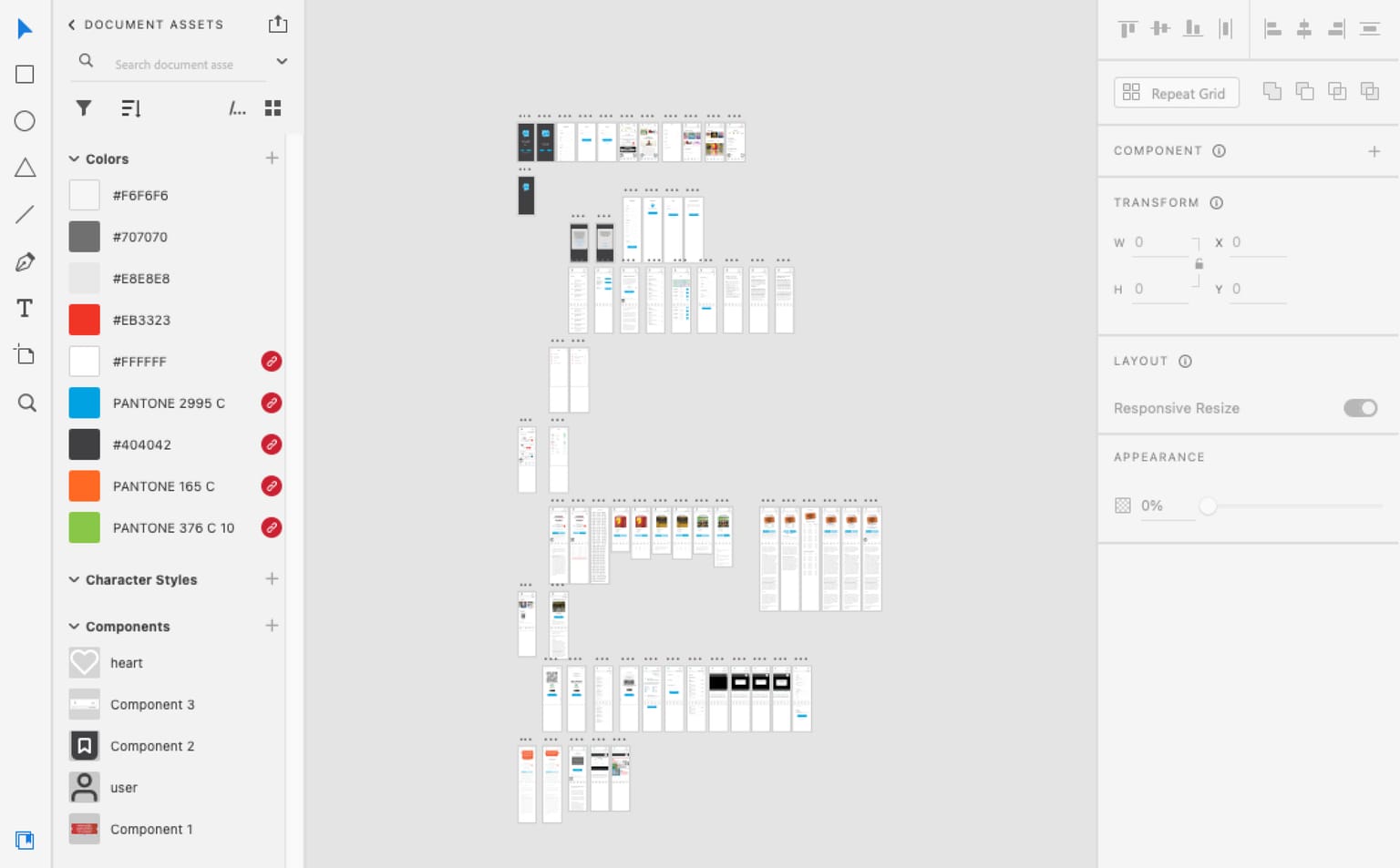 Design debt across the existing Adobe XD files and screens