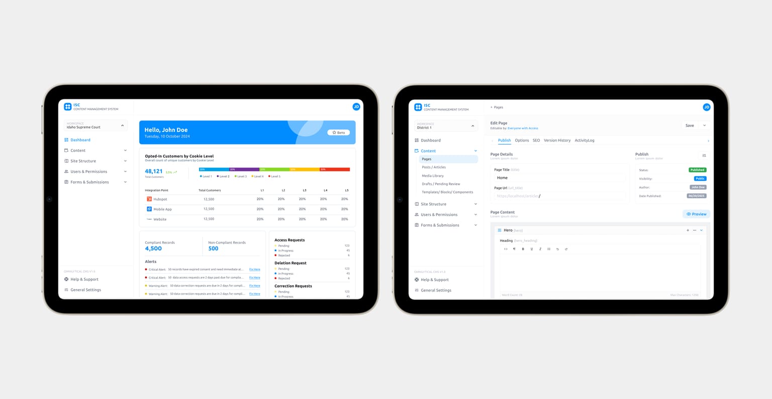 Internal CMS platform login screen